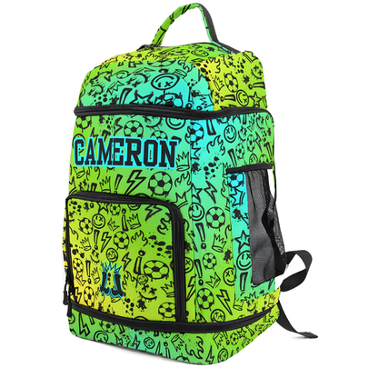 Personalized Sports Bag, Gradient Green Graffiti Soccer Bag