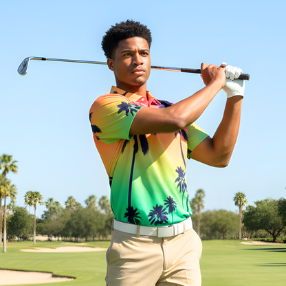 Men's UV Protection Palm Tree Polo Shirt