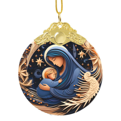 Round Glass Christmas Ornament - Gold / Silver