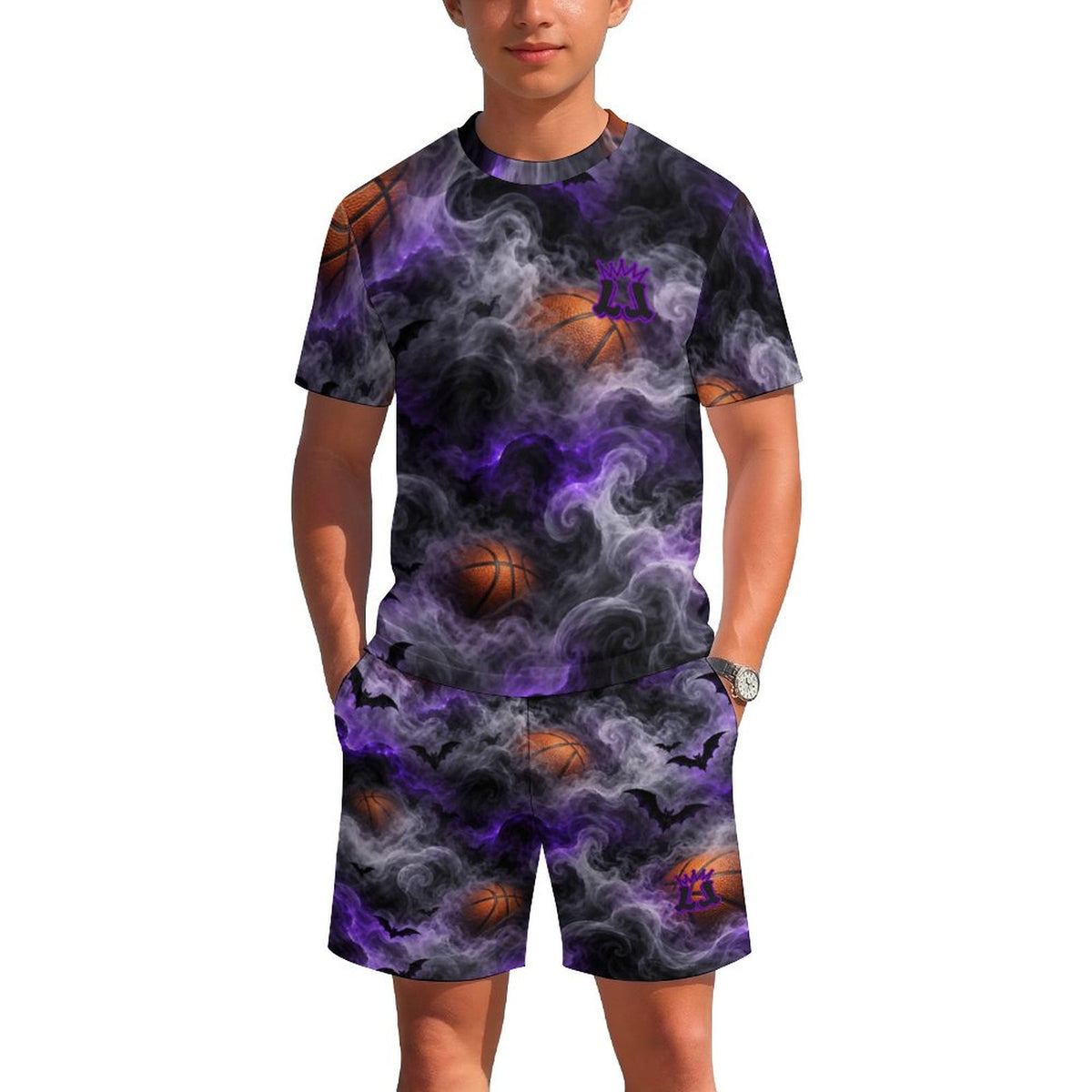 Youth Halloween Outfit, Kids Two Piece Basketball Mesh Set