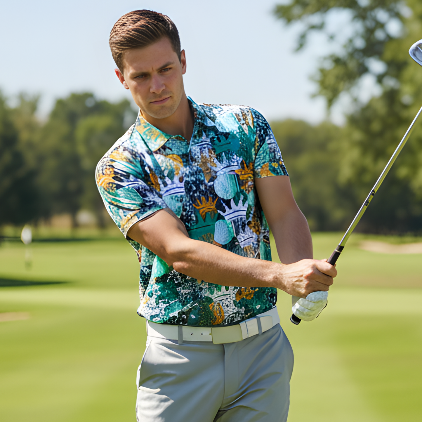 Men's UV Protection Polo Shirt, Graffiti Crown Drip
