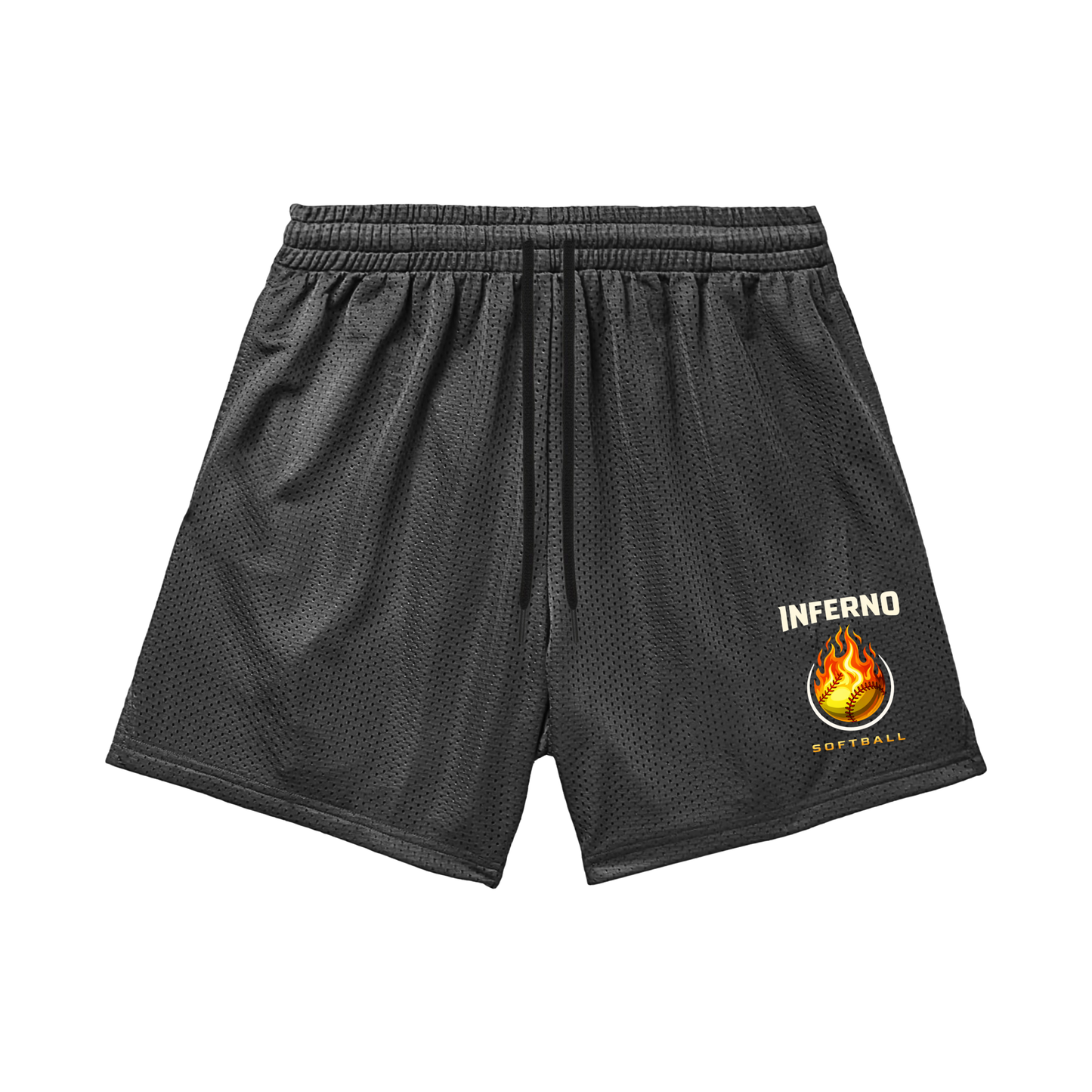 Adult Brimfield Inferno Softball Mesh Shorts - Black Edition (with inner liner)