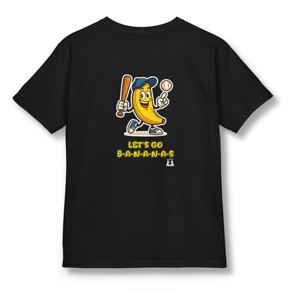 Youth Gildan Unisex Baseball Goes Bananas T-Shirt: Funny Graphic Tee