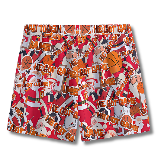 Adult All-Over Print Santa Basketball Mesh Shorts