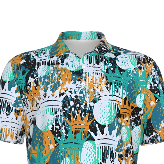Men's UV Protection Polo Shirt, Graffiti Crown Drip