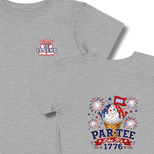 Toddler Golf T-Shirt - "Par-Tee Like It's 1776" 4th of July Fireworks Ice Cream Patriotic Shirt