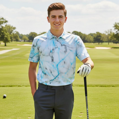 Men's UV Protection Polo Shirt, Marble Swirl Design
