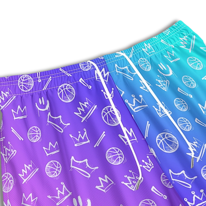 Adult Unisex Mesh Basketball Purple Graffiti Shorts