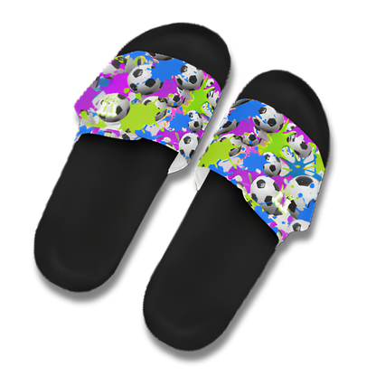 Women's Soccer Slides, Sandals, Paint Splash Design