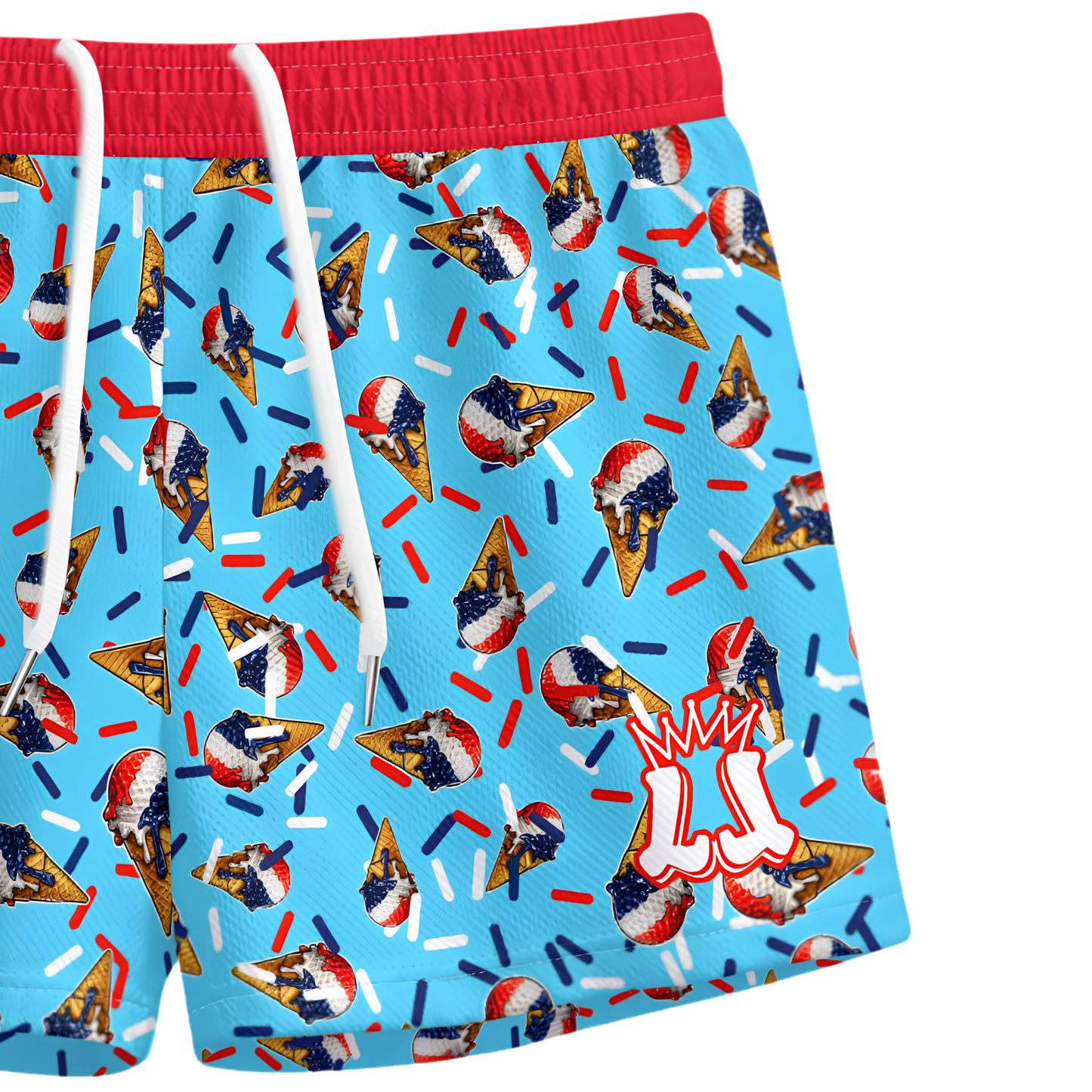 Kids Patriotic Golf Ice Cream Mesh Shorts