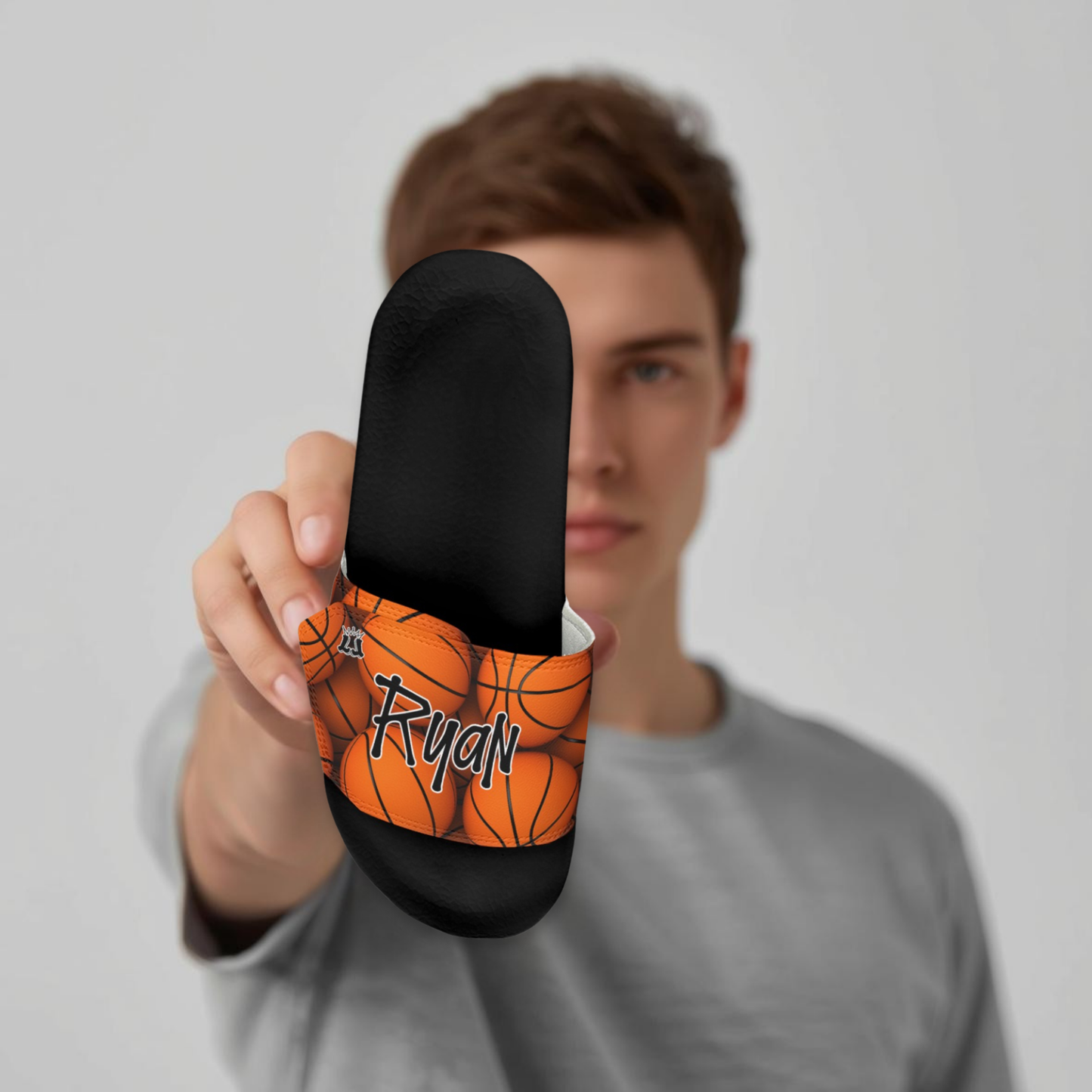 Men's Personalized Name Basketball Slides
