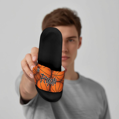 Men's Personalized Name Basketball Slides