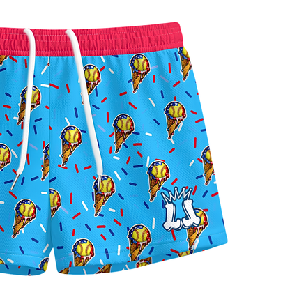 Youth Softball Ice Cream Drip Mesh Shorts