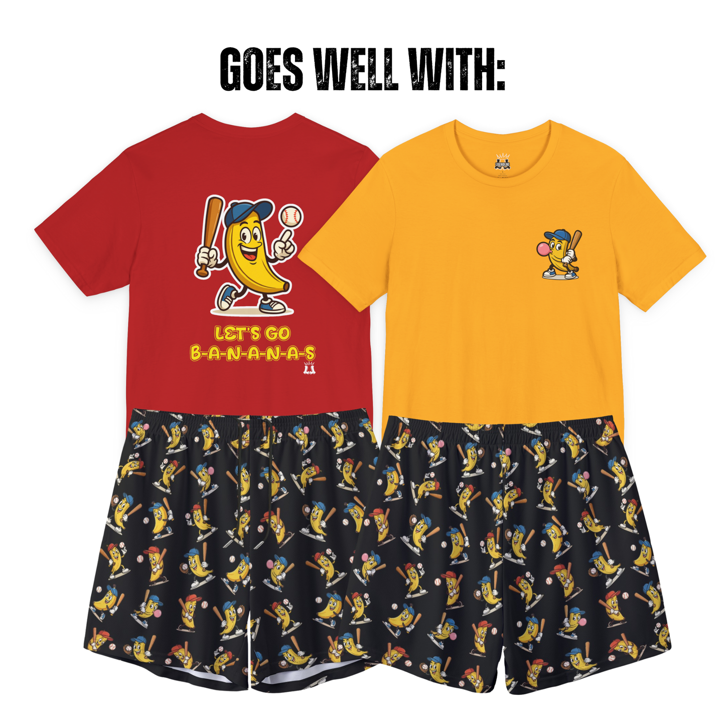 Adult Unisex Baseball Go Bananas Mesh Shorts