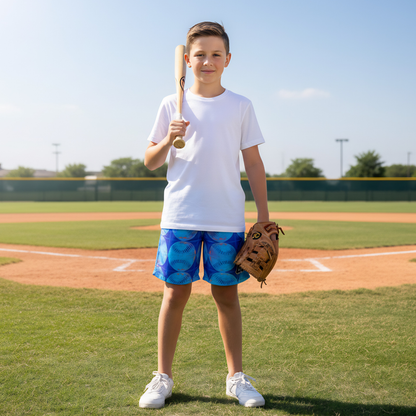 Adult and Teen Bright Blue Baseball Mesh Shorts
