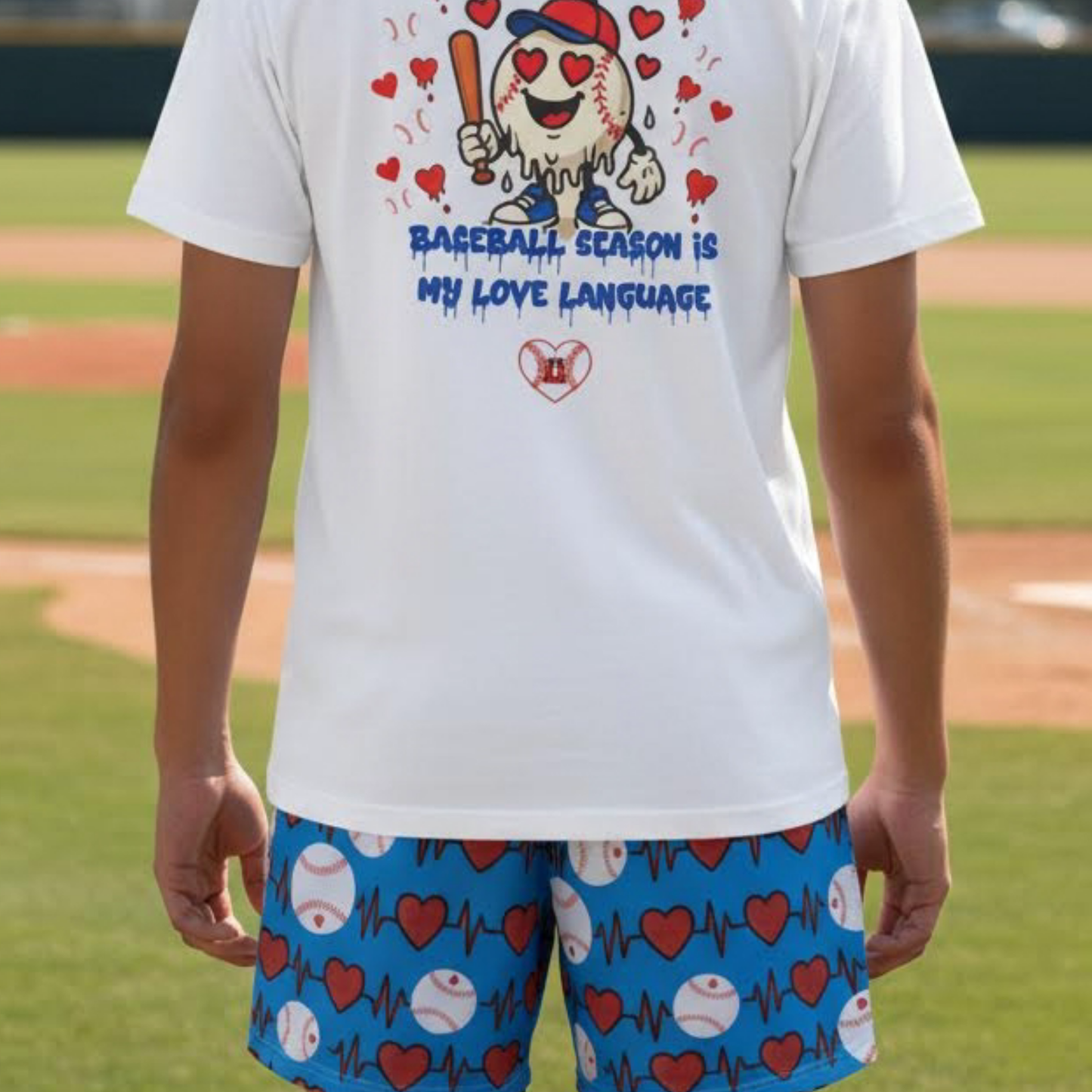 Adult Baseball Lovers Mesh Shorts, Valentine Collection