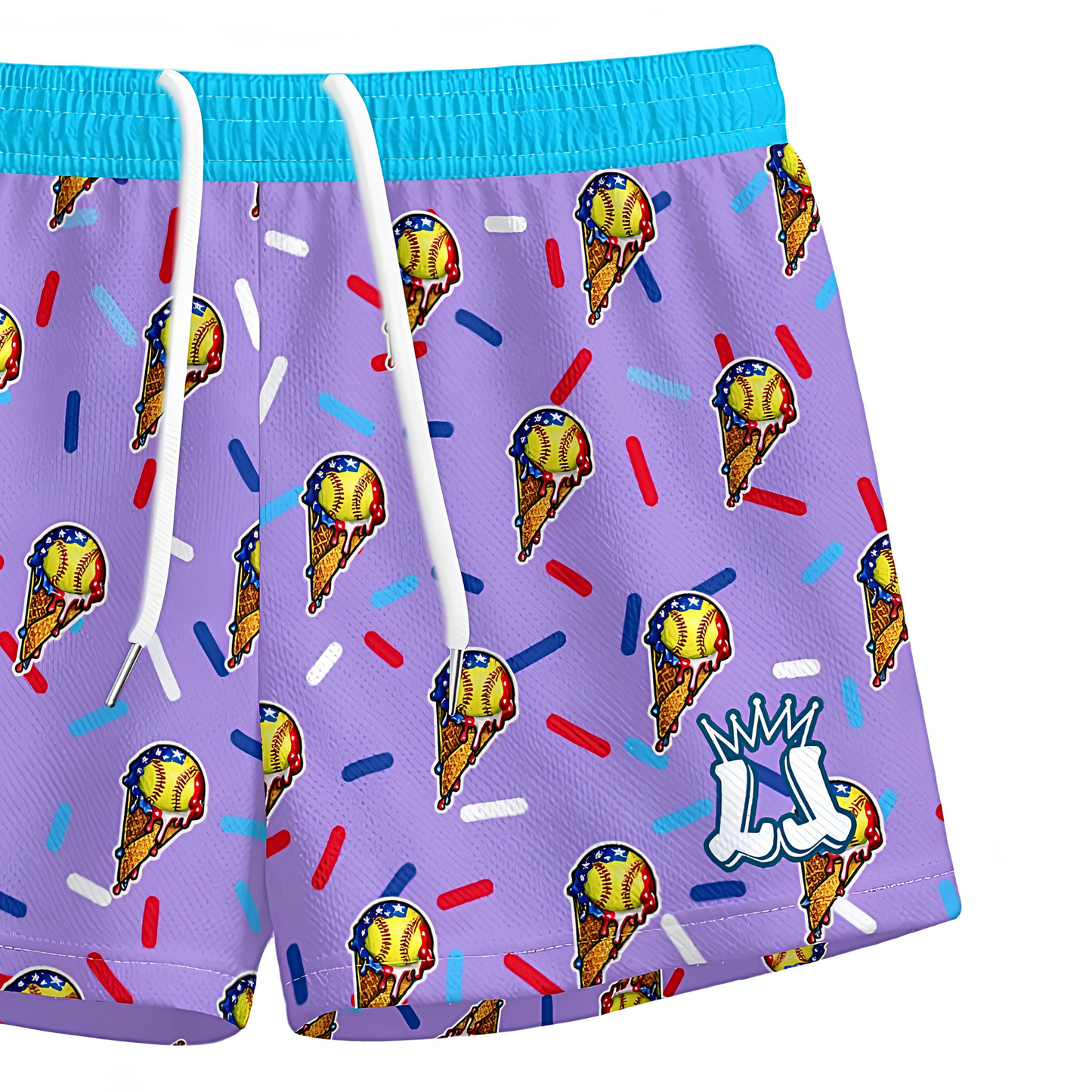 Youth Softball Ice Cream Mesh Shorts- Lavender Edition