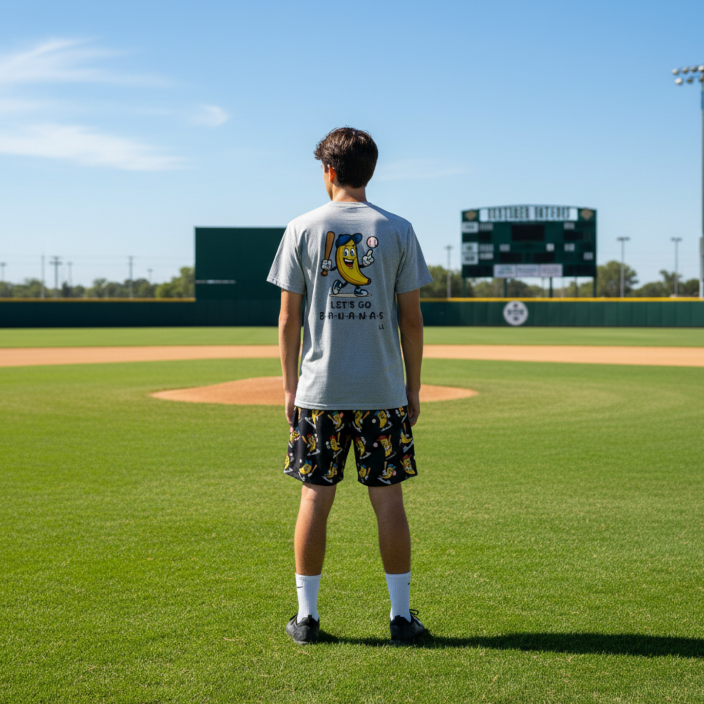 Adult Unisex Baseball Goes Bananas T-Shirt: Funny Graphic Tee