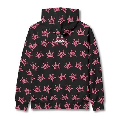 Pink Tilted Crowns Warm Fleece Lined Unisex Hoodie