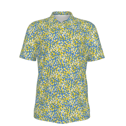 Men's Yellow and Blue UV Protection Polo Shirt