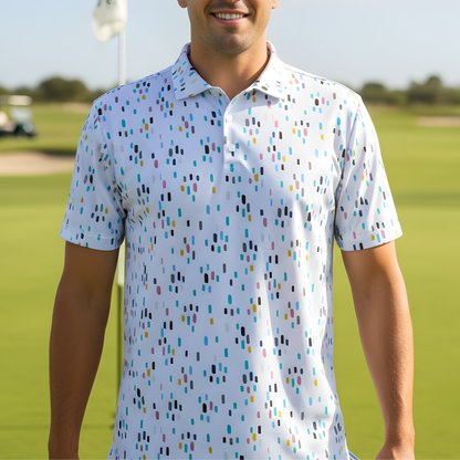 Men's Patterned UV Protection Golf Polo Shirt