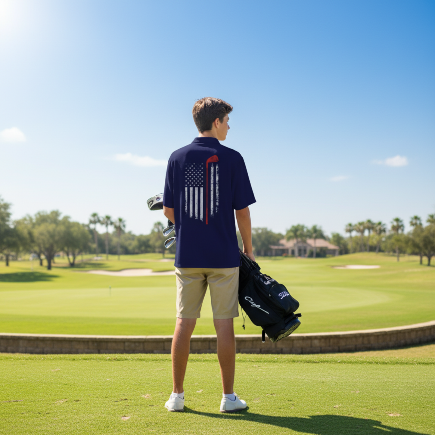 Youth UV Protection Patriotic Golf Polo Shirt