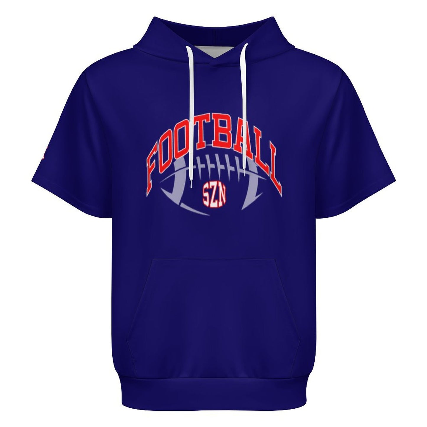 Football Season Short Sleeve Blue Hoodie
