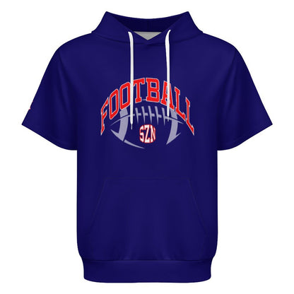 Football Season Short Sleeve Blue Hoodie
