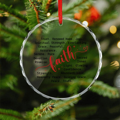 Faith Typography Round Glass Christmas Ornament