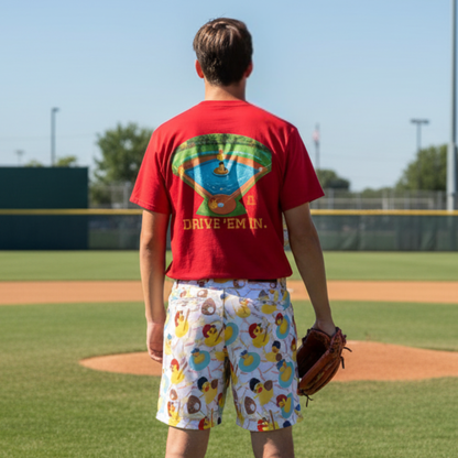 All-Over Print Adult Baseball Shorts, Ducks on the Pond