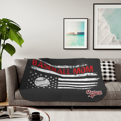 Quaboag Baseball Mom Flag Sherpa Blanket