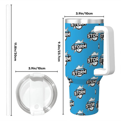 Storm Travel Coffee Mug with Handle and Straw (Blue, 40oz)