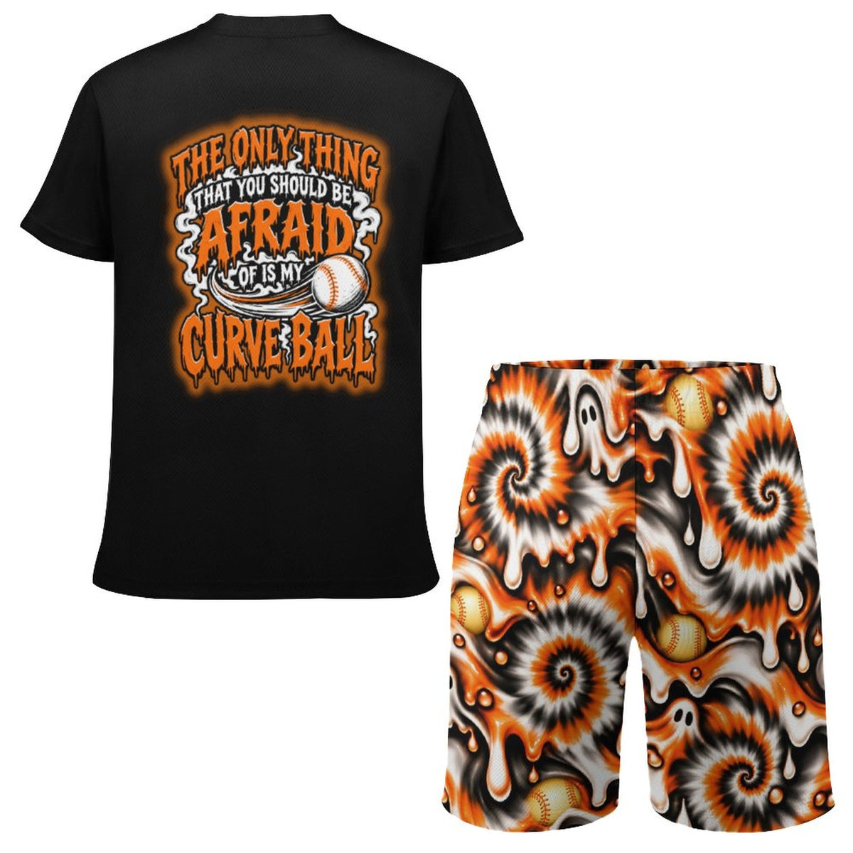 Kids Baseball Halloween Sportswear Set, Mesh Shorts and T-Shirt