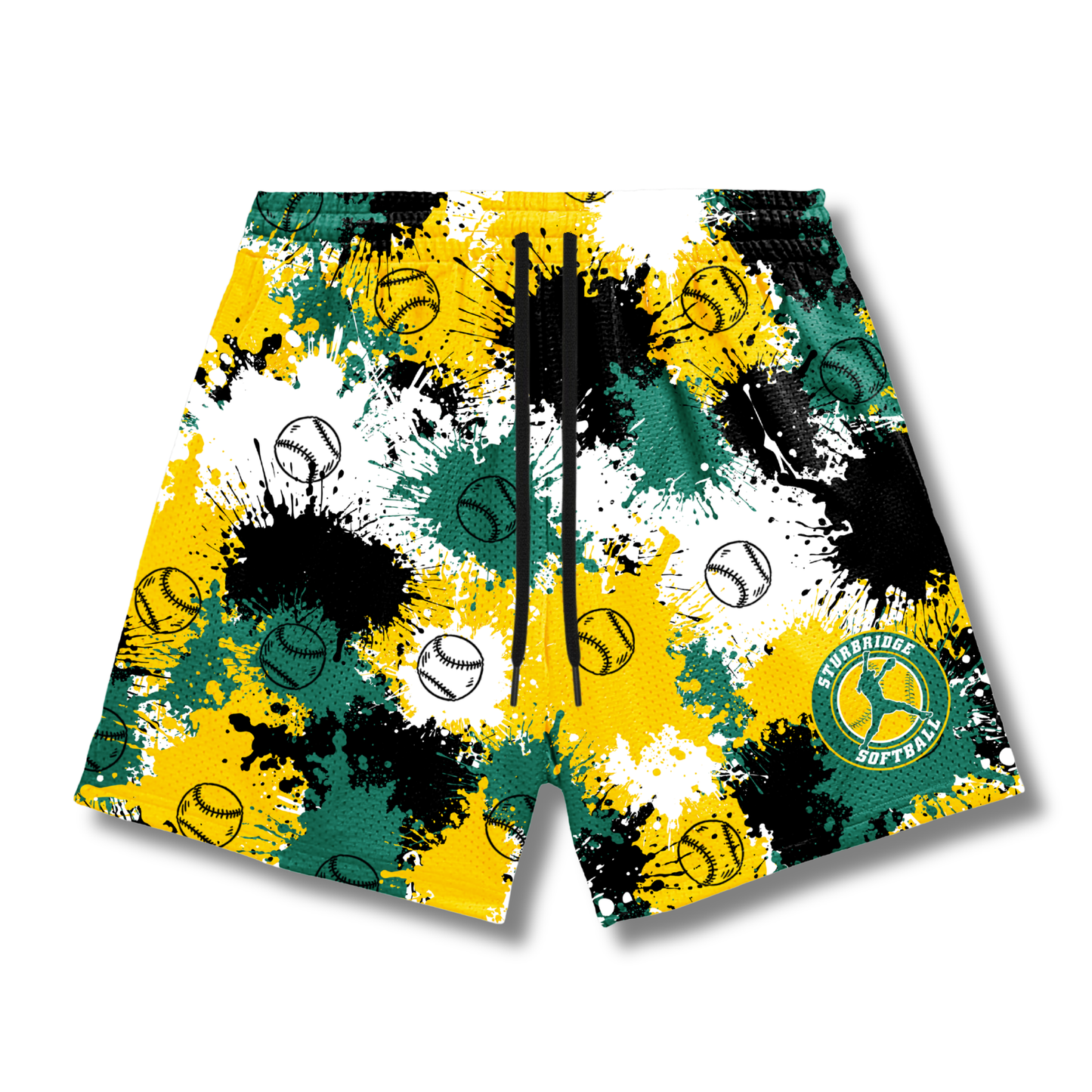 Adult Sturbridge Softball Mesh Shorts - Paint Splatter Edition 1 (with inner liner)