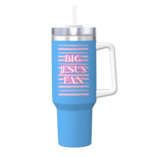 40 oz Stainless Steel Travel Mug 'Big Jesus Fan'