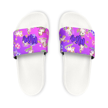 Personalized Kids Unicorn Sandals, , Removable Strap Youth Soccer Slide Sandals