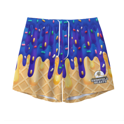 Adult Brimfield Beasts Ice Cream Drip Mesh Shorts (no inner liner)