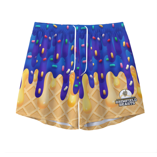 Adult Brimfield Beasts Ice Cream Drip Mesh Shorts (no inner liner)