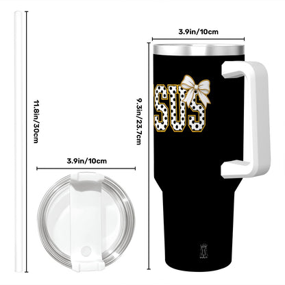 Coquette Polka Dot 'Jesus' Travel Coffee Mug with Handle and Straw (40oz)