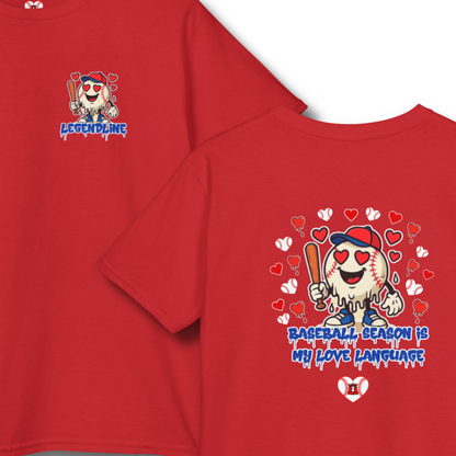 Youth Unisex Baseball Valentine's Sports T-Shirt, Baseball Season is My Love Language