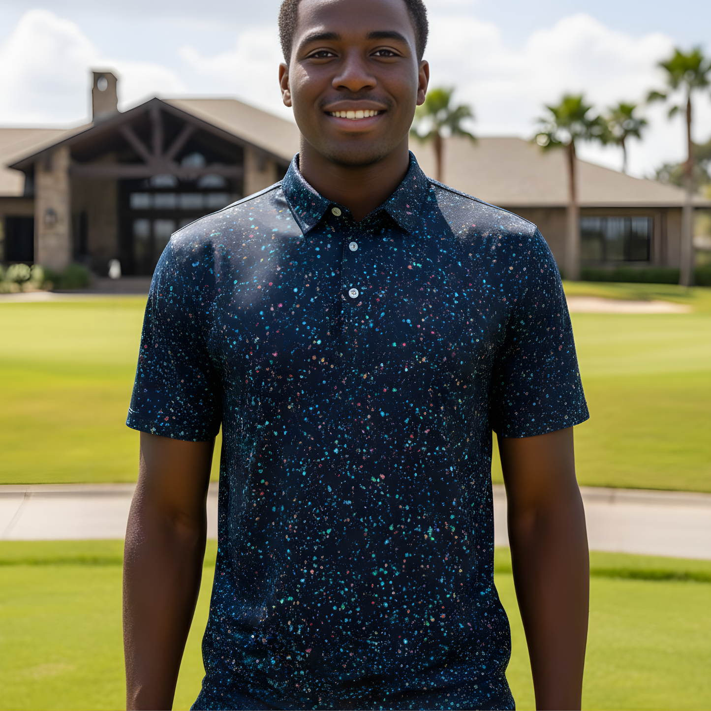 Starry Night, All-Over Print Men's UV Protection POLO Shirt