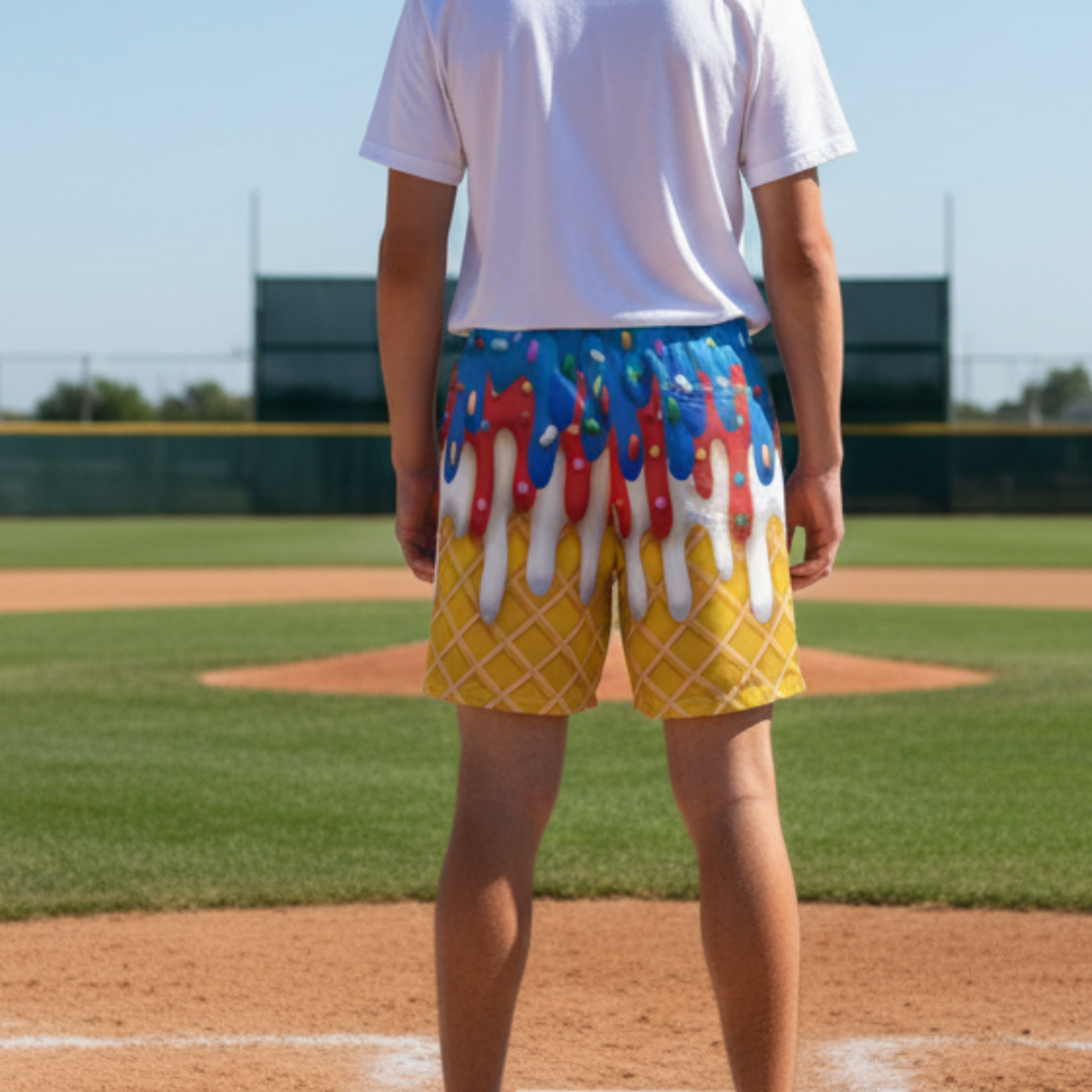 Adult Unisex Ice Cream Drip Mesh Shorts, Patriotic Summer Sports Apparel
