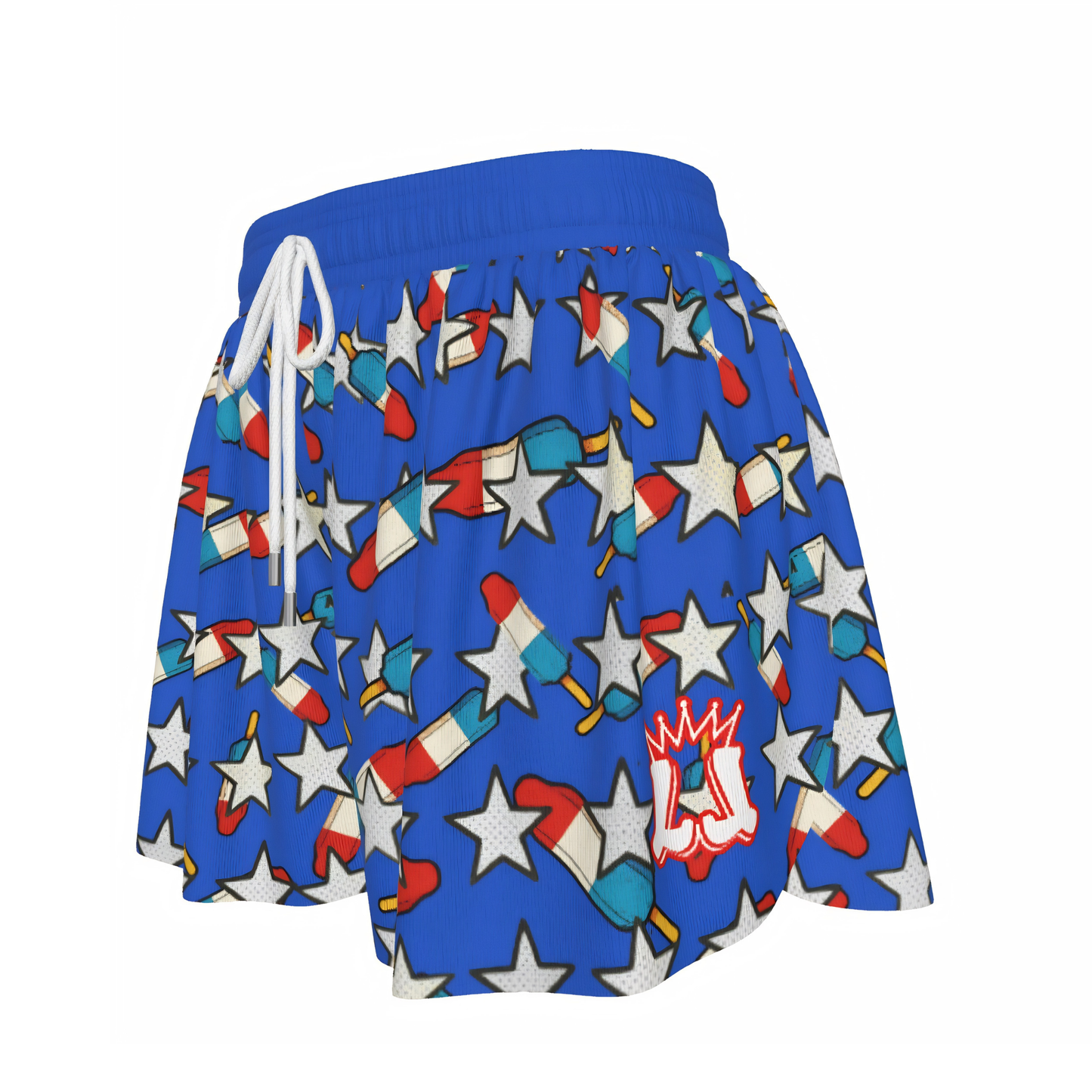 Girls Patriotic Stars and Popsicles Athletic Butterfly Shorts