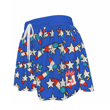 Girls Patriotic Stars and Popsicles Athletic Butterfly Shorts