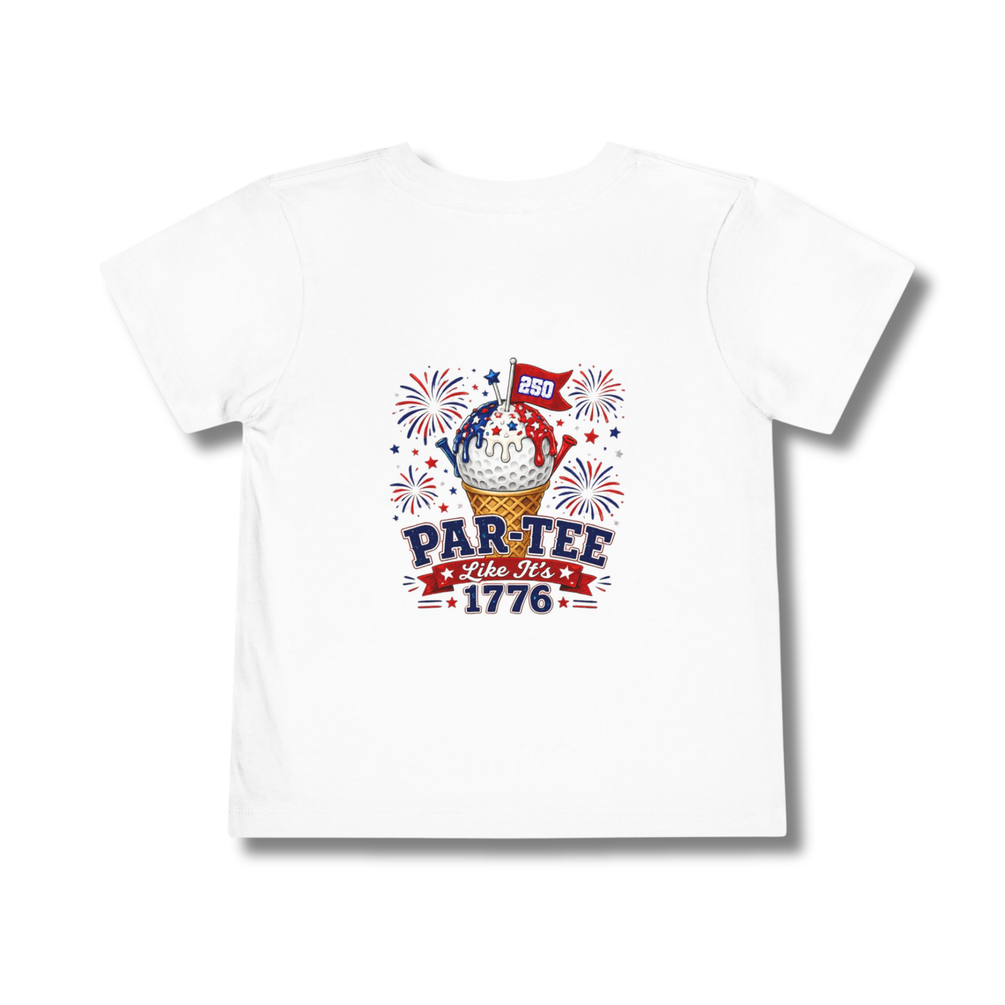 Toddler Golf T-Shirt - "Par-Tee Like It's 1776" 4th of July Fireworks Ice Cream Patriotic Shirt