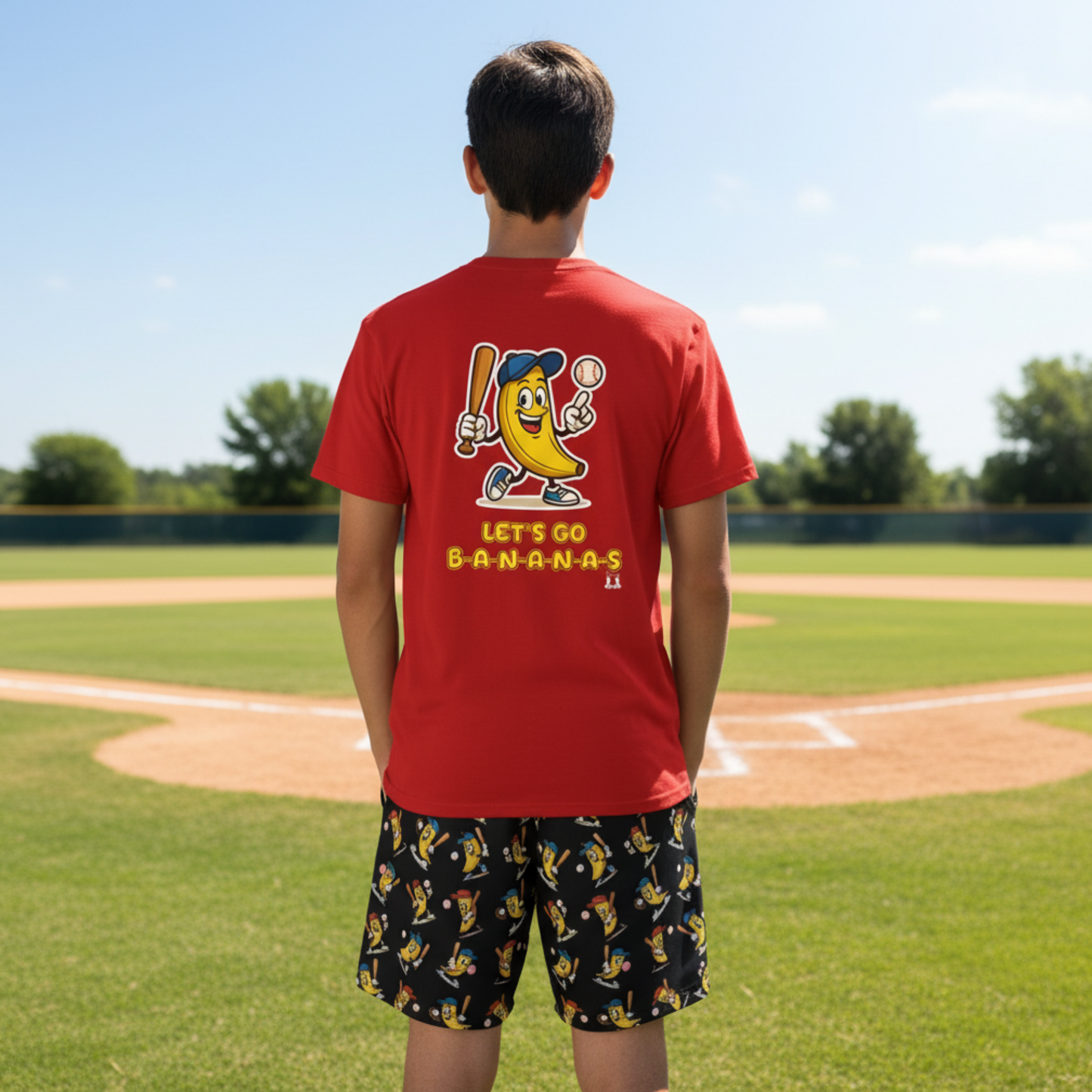 Adult Unisex Baseball Go Bananas Mesh Shorts