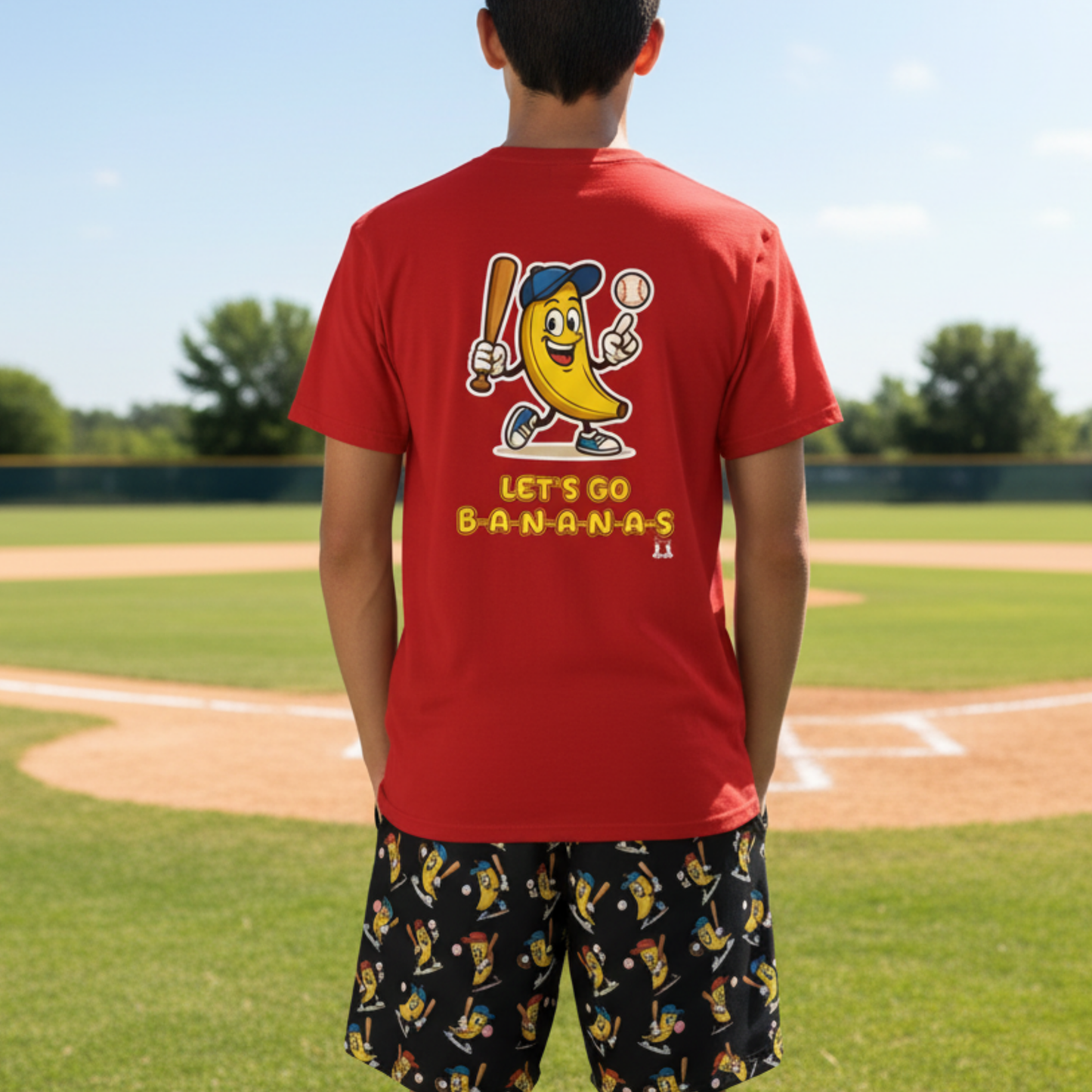 Adult Unisex Baseball Goes Bananas T-Shirt: Funny Graphic Tee