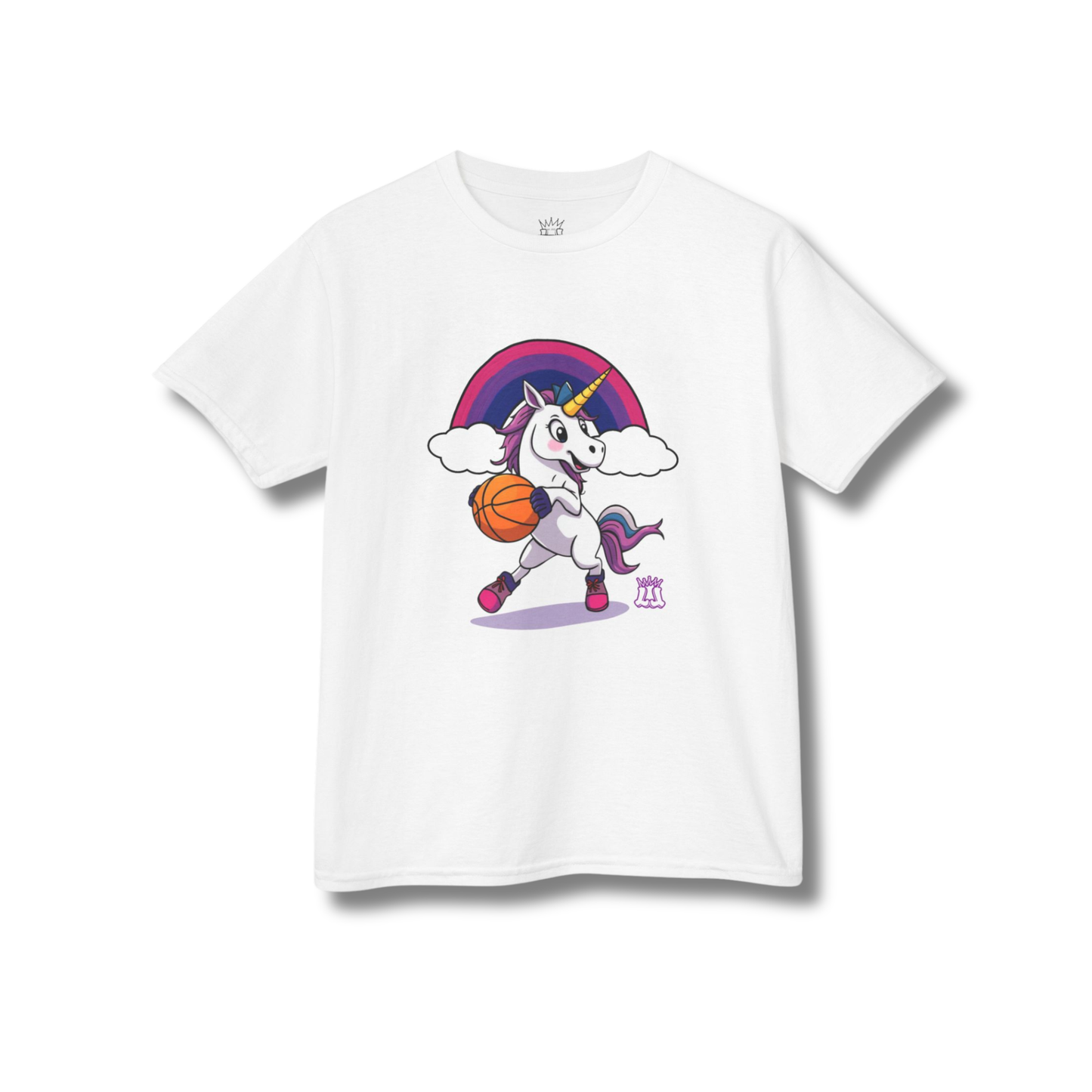 Unicorns and Rainbows Basketball Kids Tee