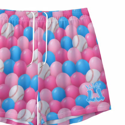 Teen and Adult Baseball Bubblegum Mesh Shorts