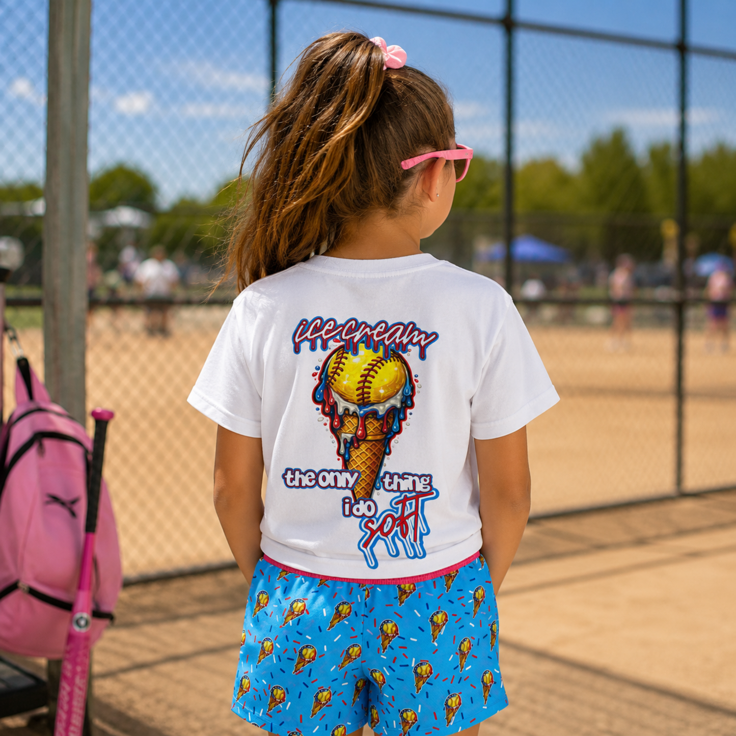 Youth Softball Ice Cream Drip T-Shirt